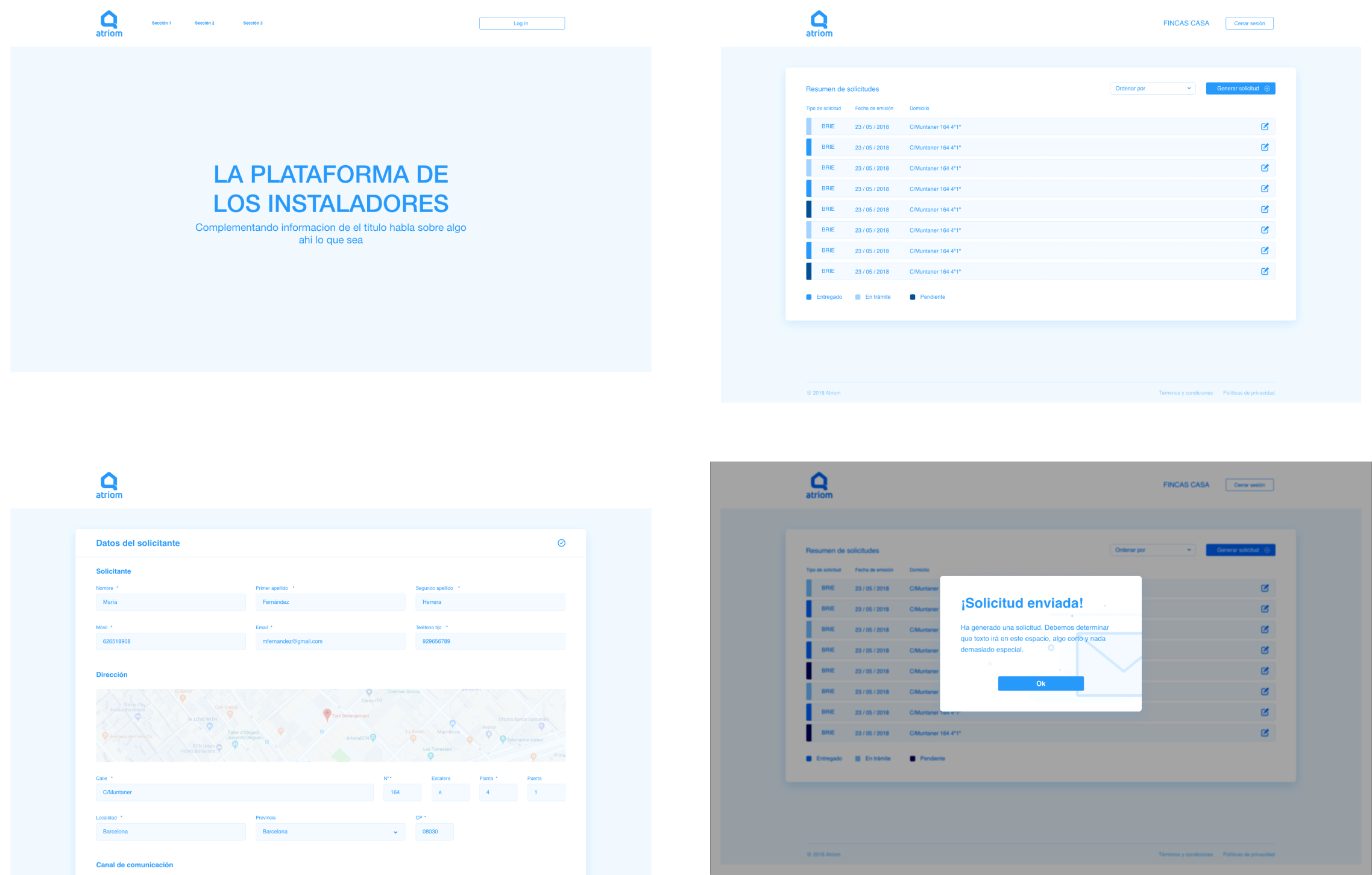 Atriom wireframes